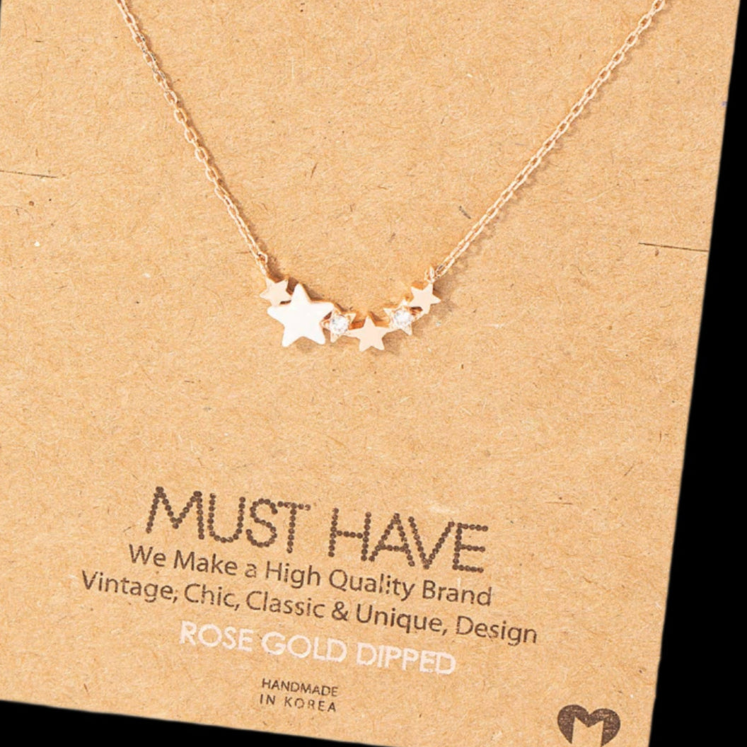 Fame Accessories Dainty Multi Star Charm Necklace: G