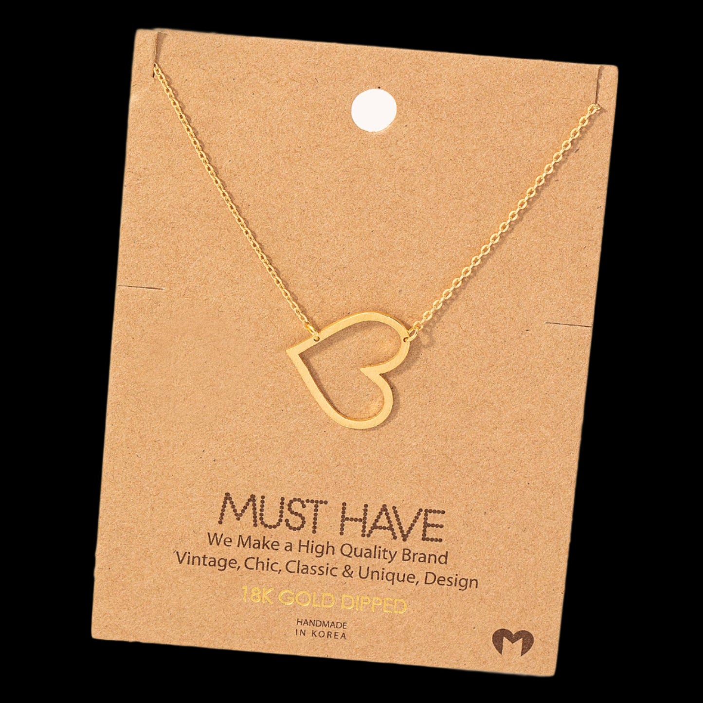 Fame Accessories Heart Cutout Pendant Necklace: G