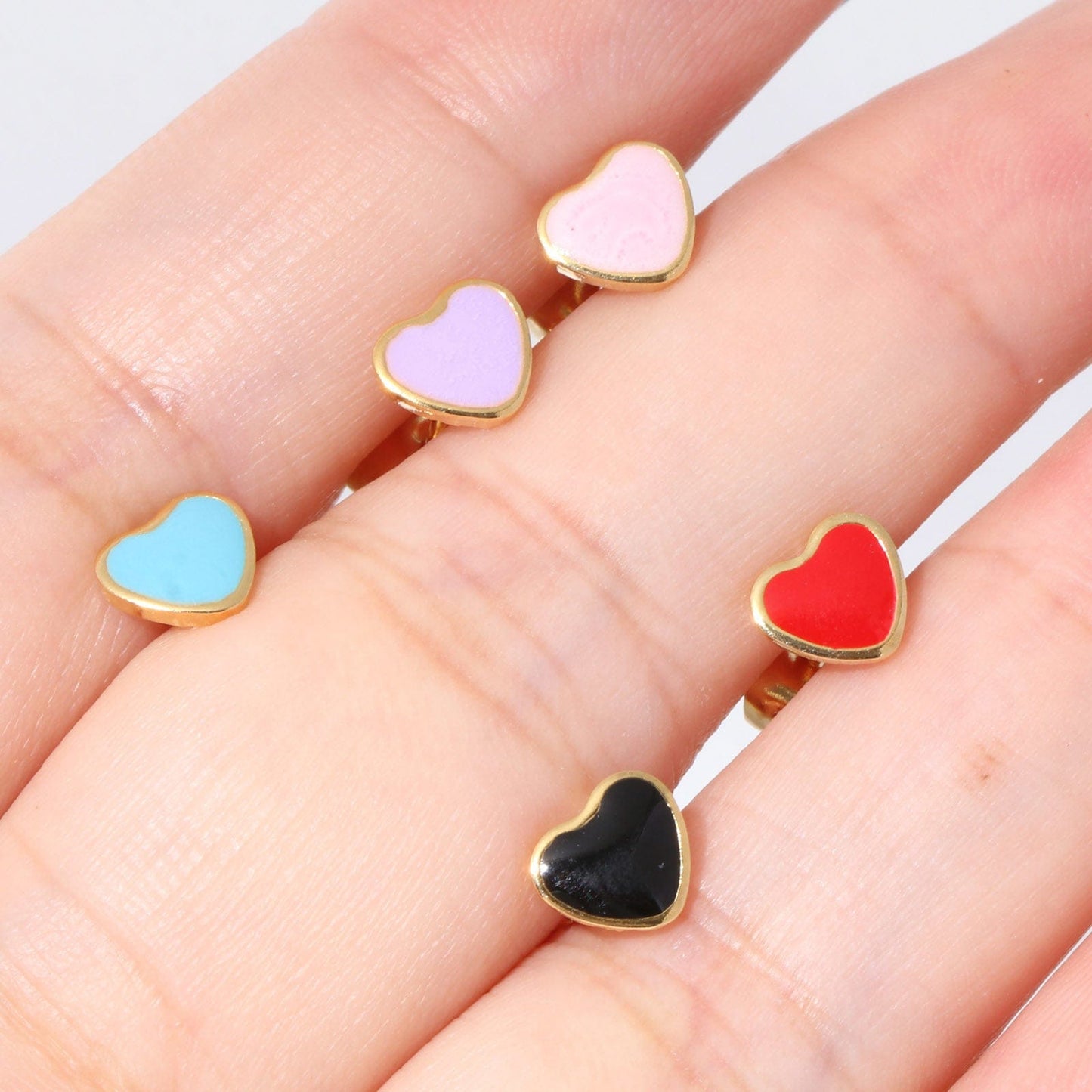 Fame Accessories Mini Enamel Heart Stud Earrings