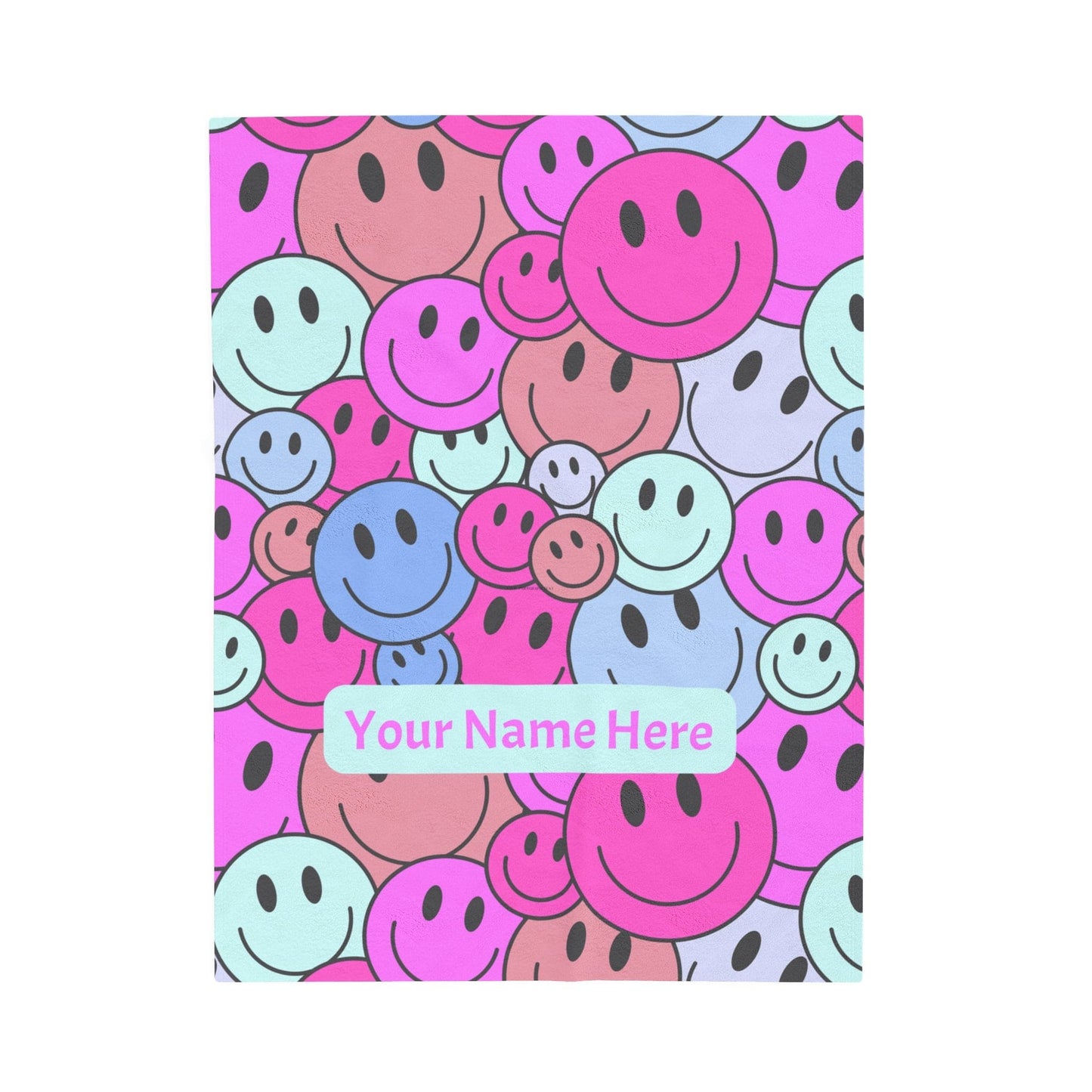 Printify All Over Prints 30" Γ 40" Smiley Face Velveteen Plush Blanket - Personalized