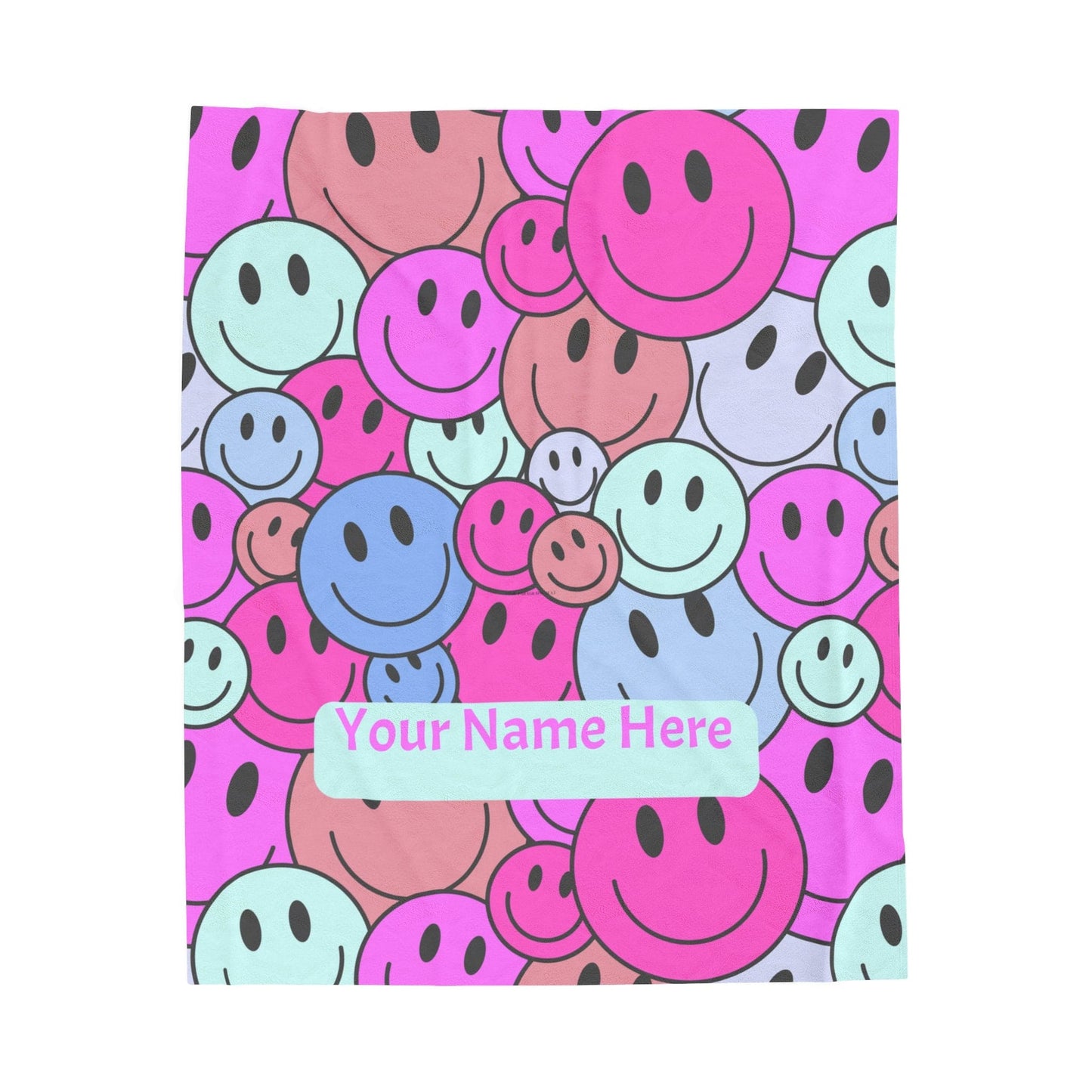 Printify All Over Prints 50" Γ 60" Smiley Face Velveteen Plush Blanket - Personalized