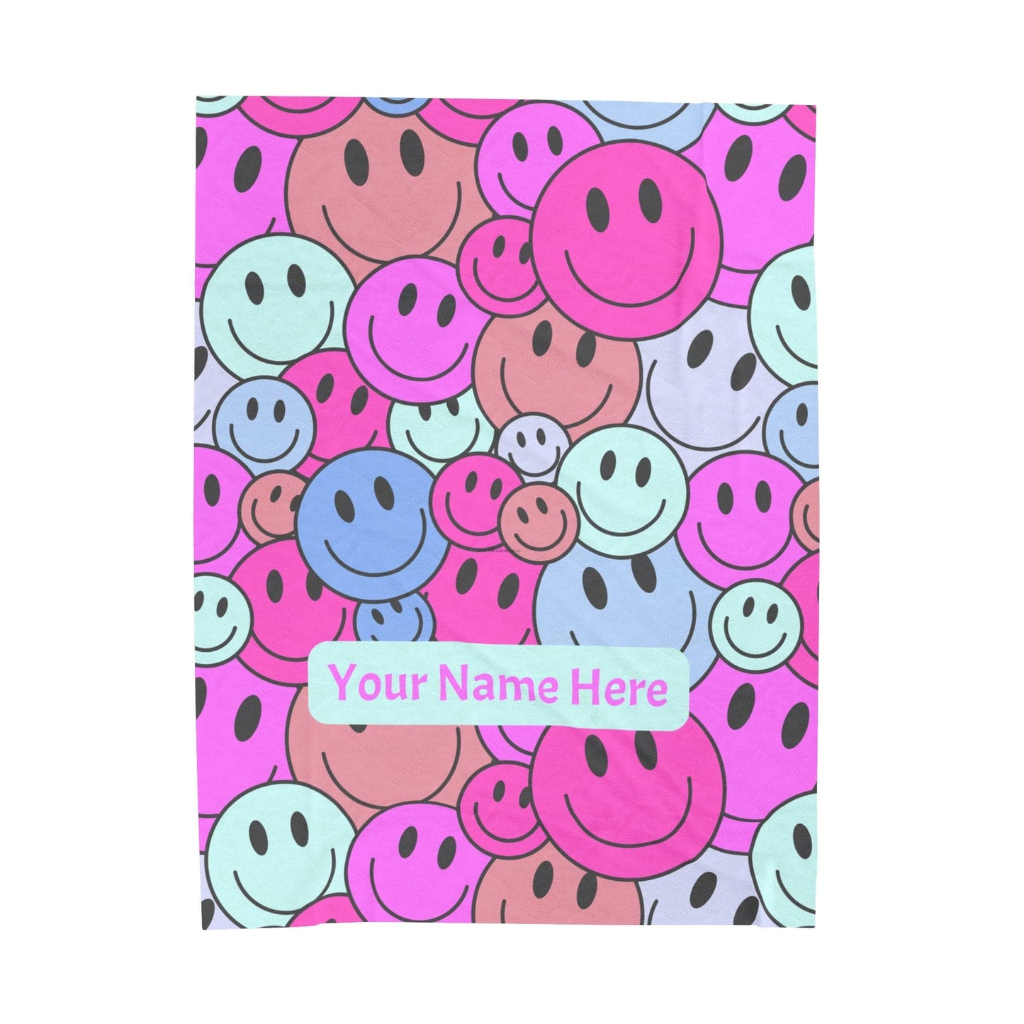 Printify All Over Prints 60" Γ 80" Smiley Face Velveteen Plush Blanket - Personalized