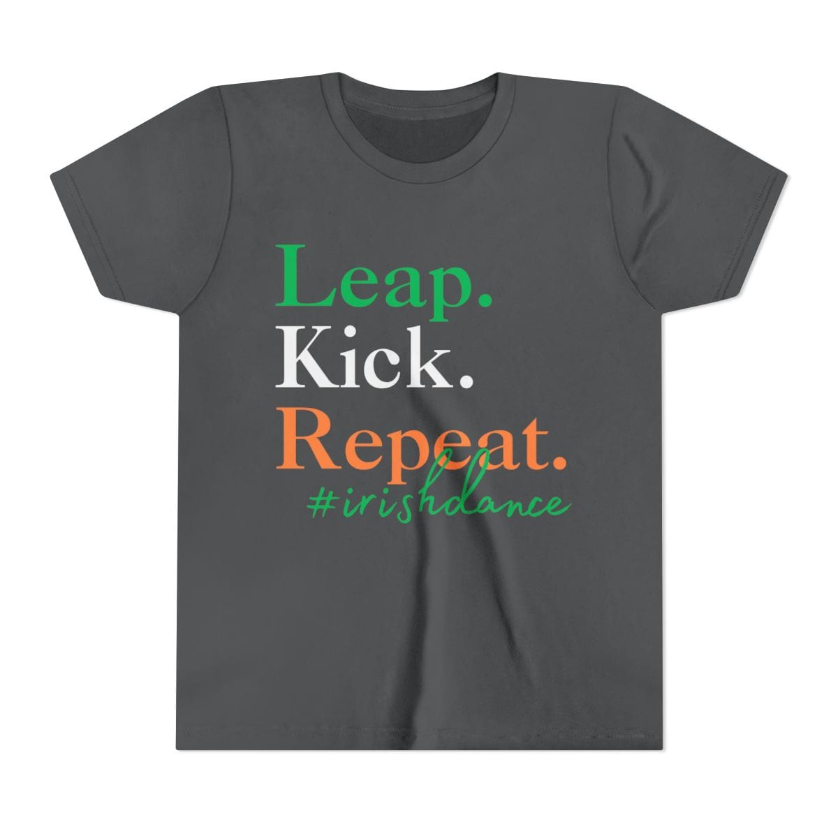 Printify Kids clothes Asphalt / S Leap. Kick. Repeat. – The Ultimate Tee for Young Irish Dancers! Irish Flag