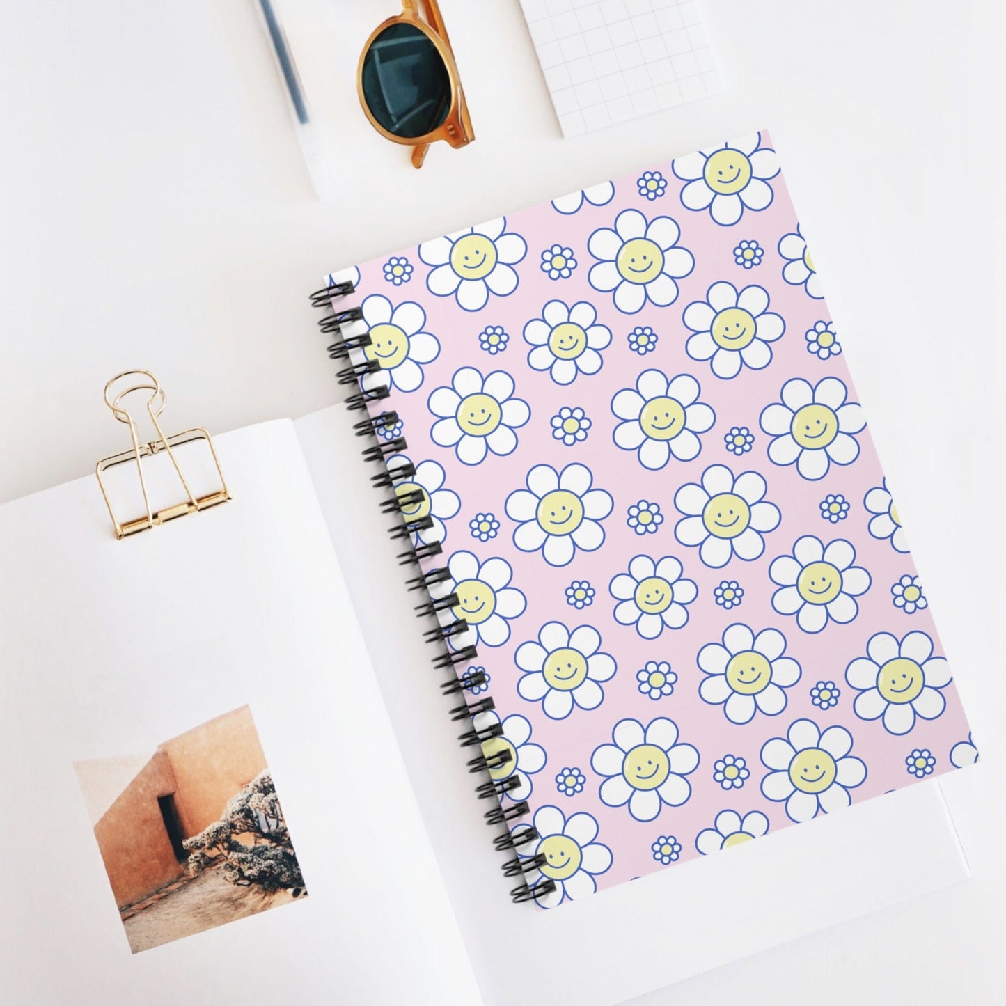 Printify Paper products One Size Smiley Face Spiral Notebook - Ruled Line