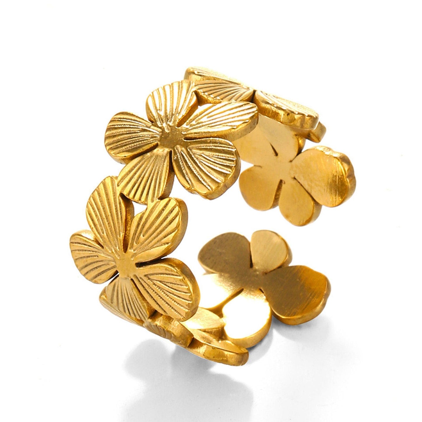 The Smiley Face Boutique ๐ธ Golden Bloom Open Ring โ Floral Elegance with a Modern Twist! ๐ธ