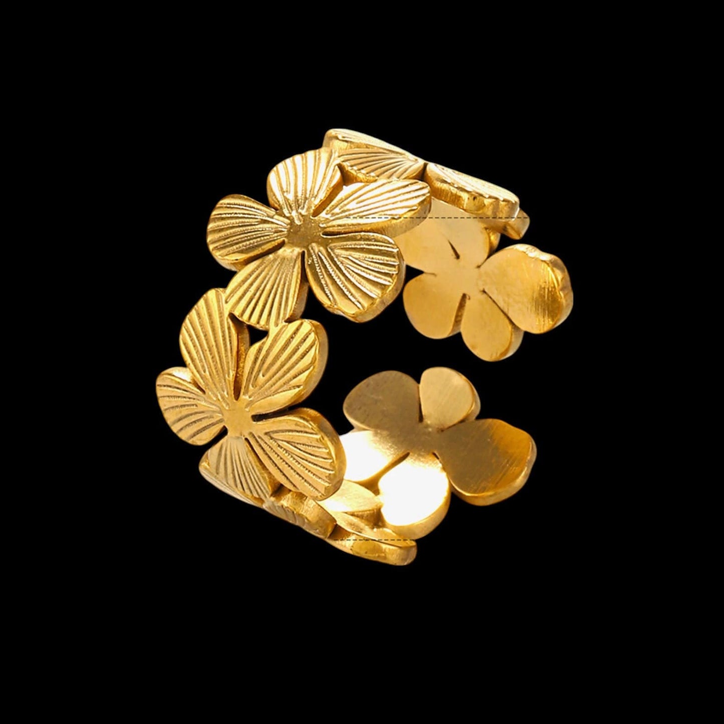 The Smiley Face Boutique ๐ธ Golden Bloom Open Ring โ Floral Elegance with a Modern Twist! ๐ธ