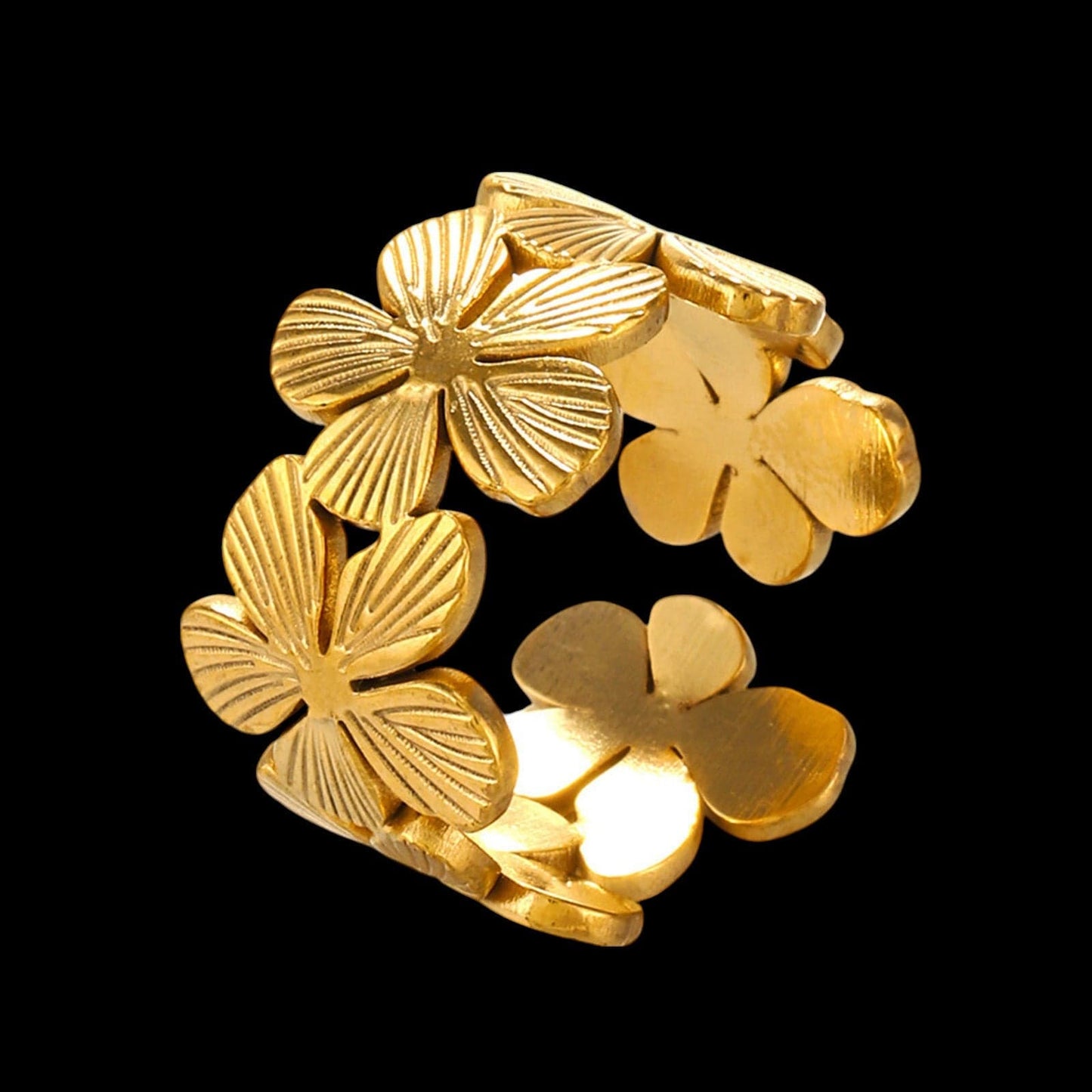 The Smiley Face Boutique ๐ธ Golden Bloom Open Ring โ Floral Elegance with a Modern Twist! ๐ธ