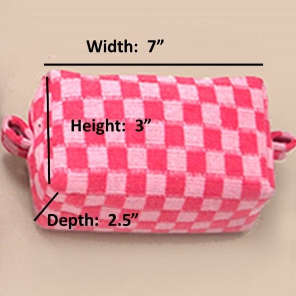 The Smiley Face Boutique Hot Pink π Checkered Chic & Compact Makeup Pouch β Stay Organized in Style! π