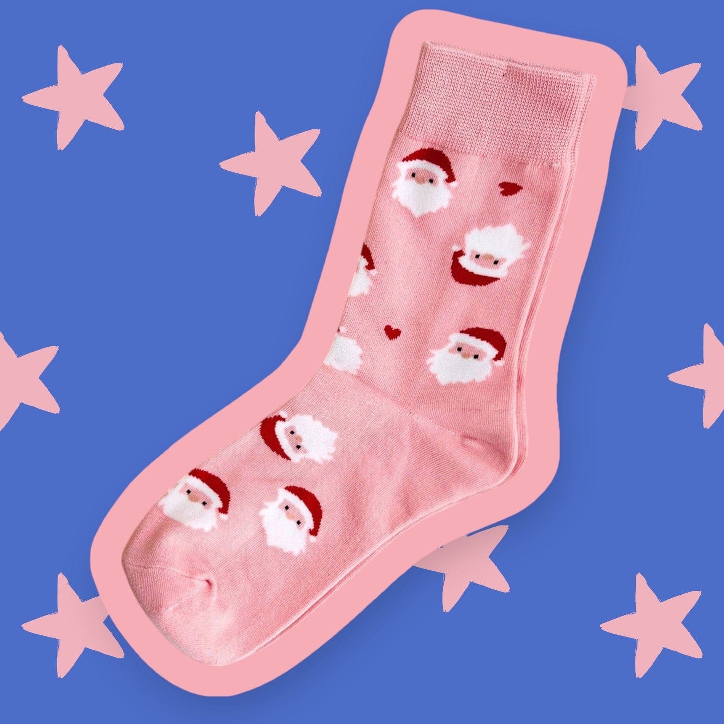 Tiny Gift Society Gift-Ready Festive Pink Santa Holiday Socks