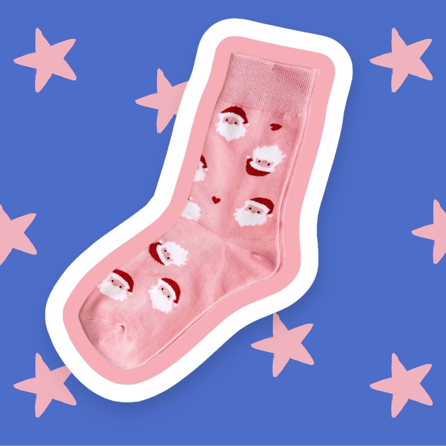 Tiny Gift Society Gift-Ready Festive Pink Santa Holiday Socks