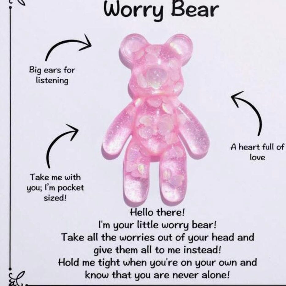 Whit's Up Shop Pocket Worry Bear – Pink & Purple Glitter Edition