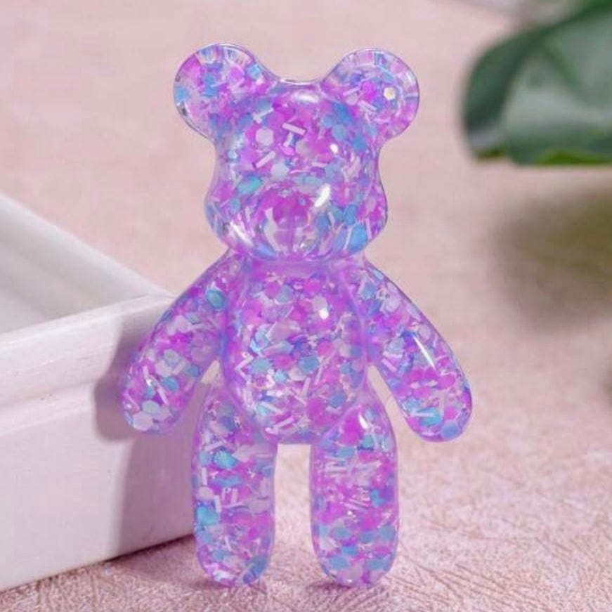 Whit's Up Shop Purple Pocket Worry Bear – Pink & Purple Glitter Edition