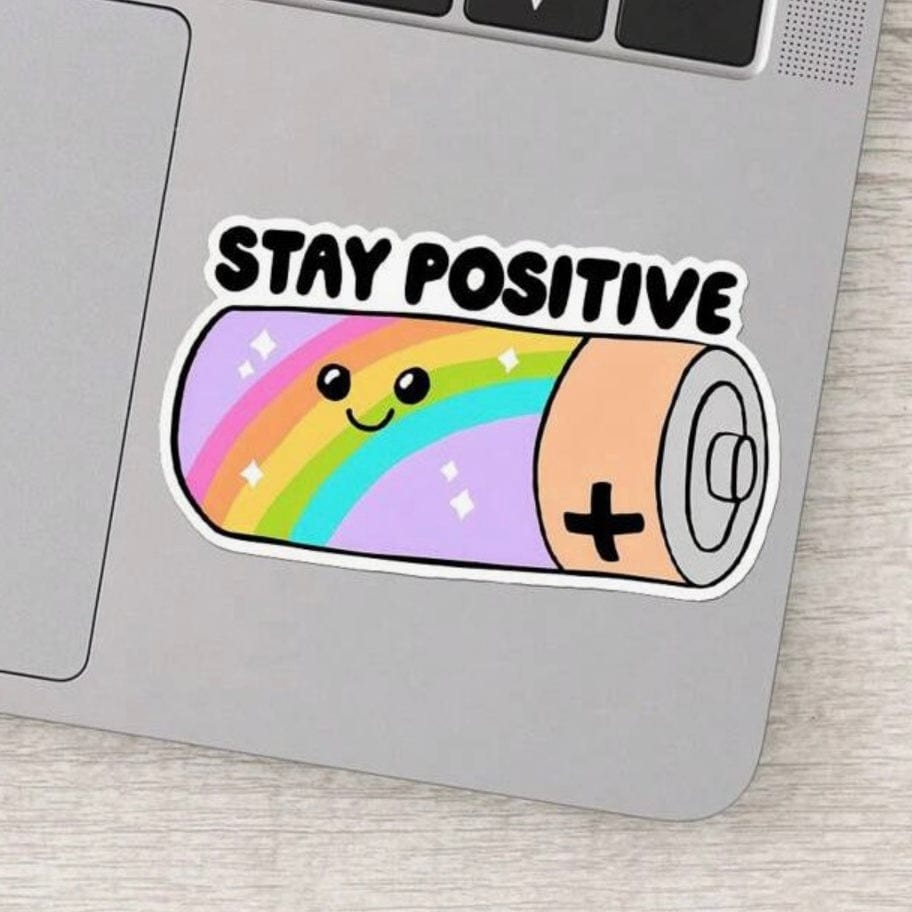 Whit's Up Shop Stay Positive Rainbow Battery Sticker