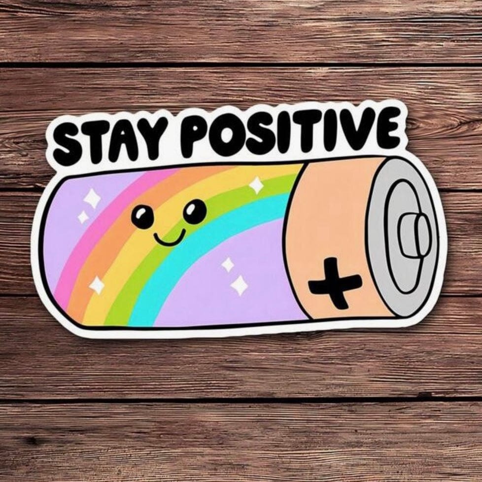 Whit's Up Shop Stay Positive Rainbow Battery Sticker