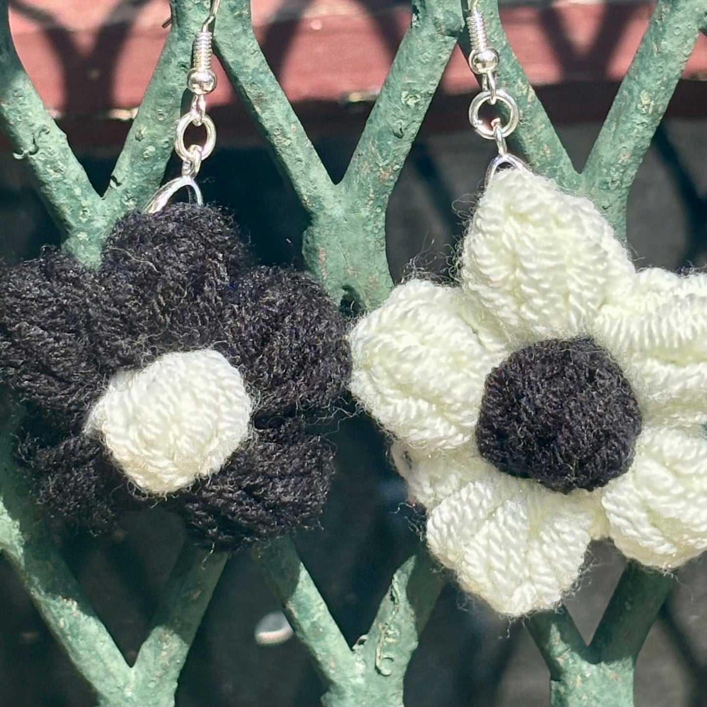 Whitney's Whimzees Black/White Inside Out Daisy Dangles
