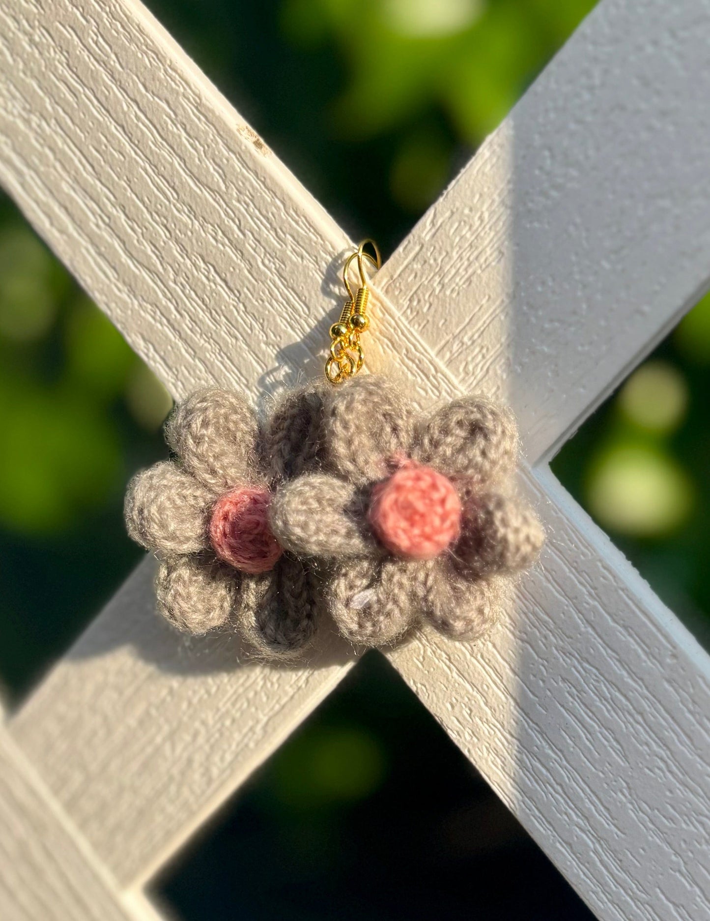 Whitney's Whimzees Handcrafted Flower Crochet Earrings - 1.25β (Gray)