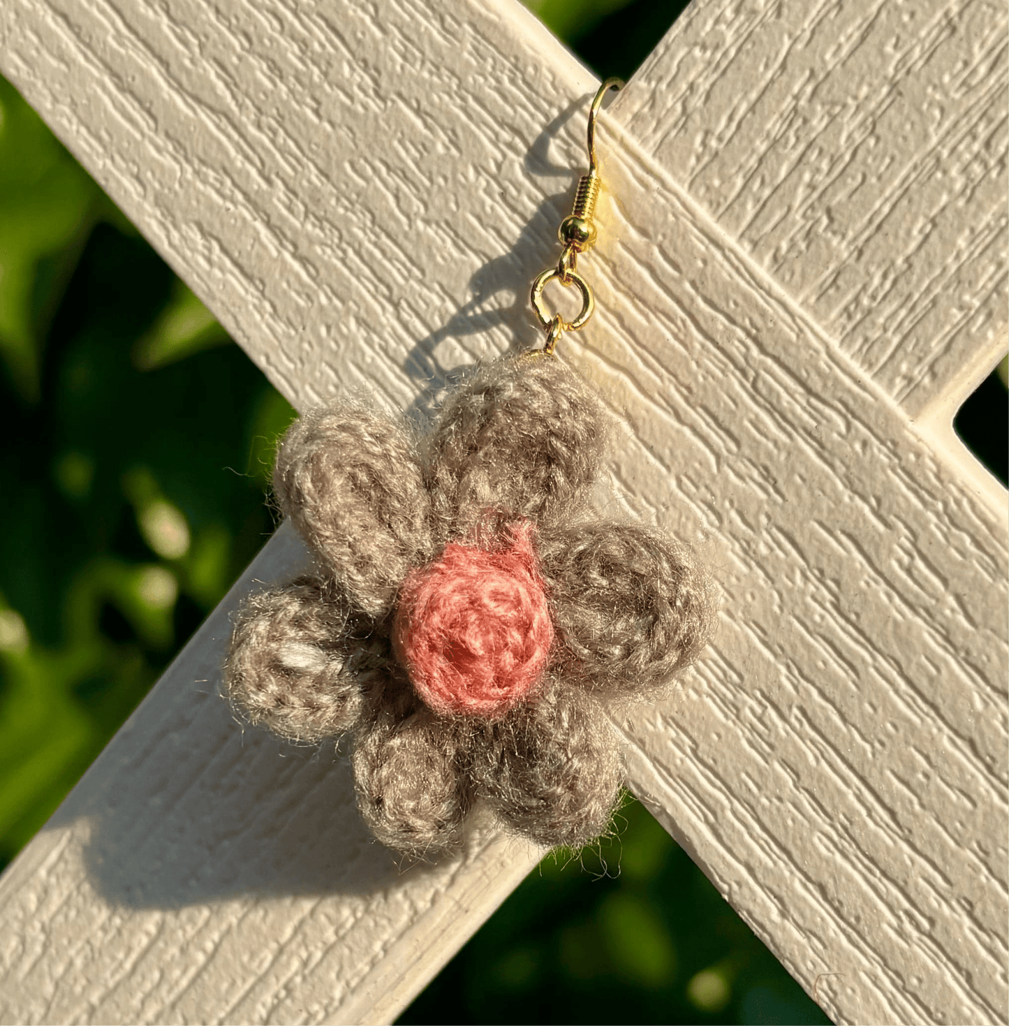 Whitney's Whimzees Handcrafted Flower Crochet Earrings - 1.25β (Gray)