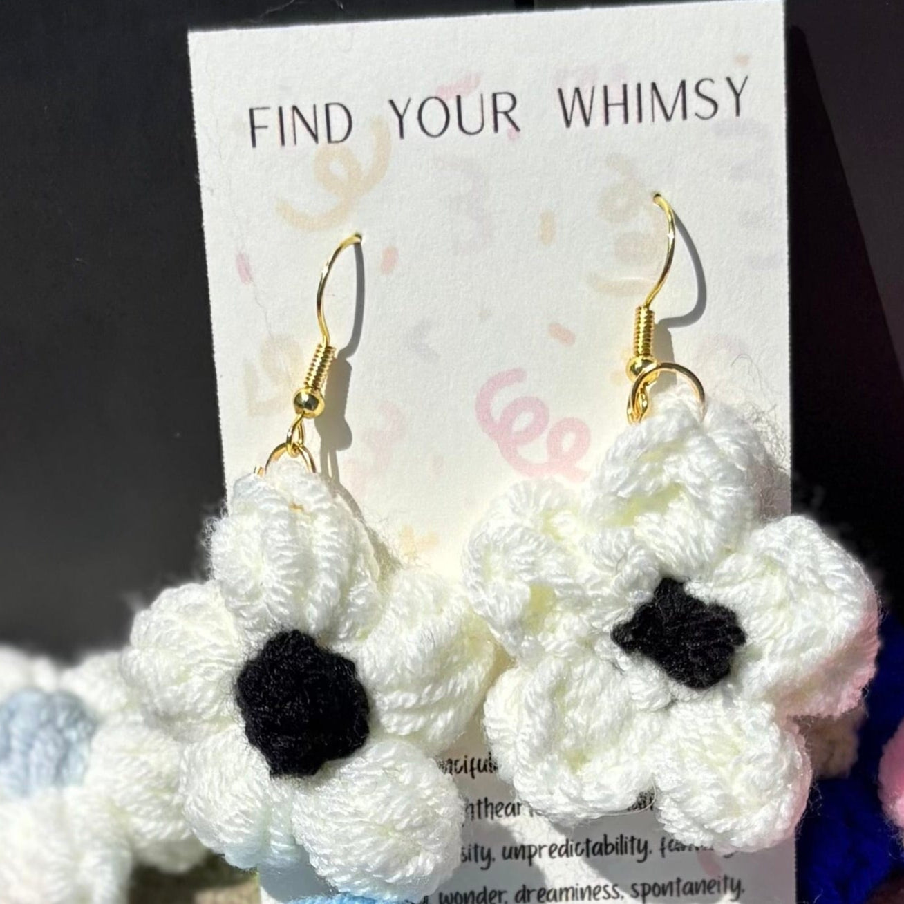 Whitney's Whimzees Handmade Flower Crochet Earrings - 1.75 inch Flowers