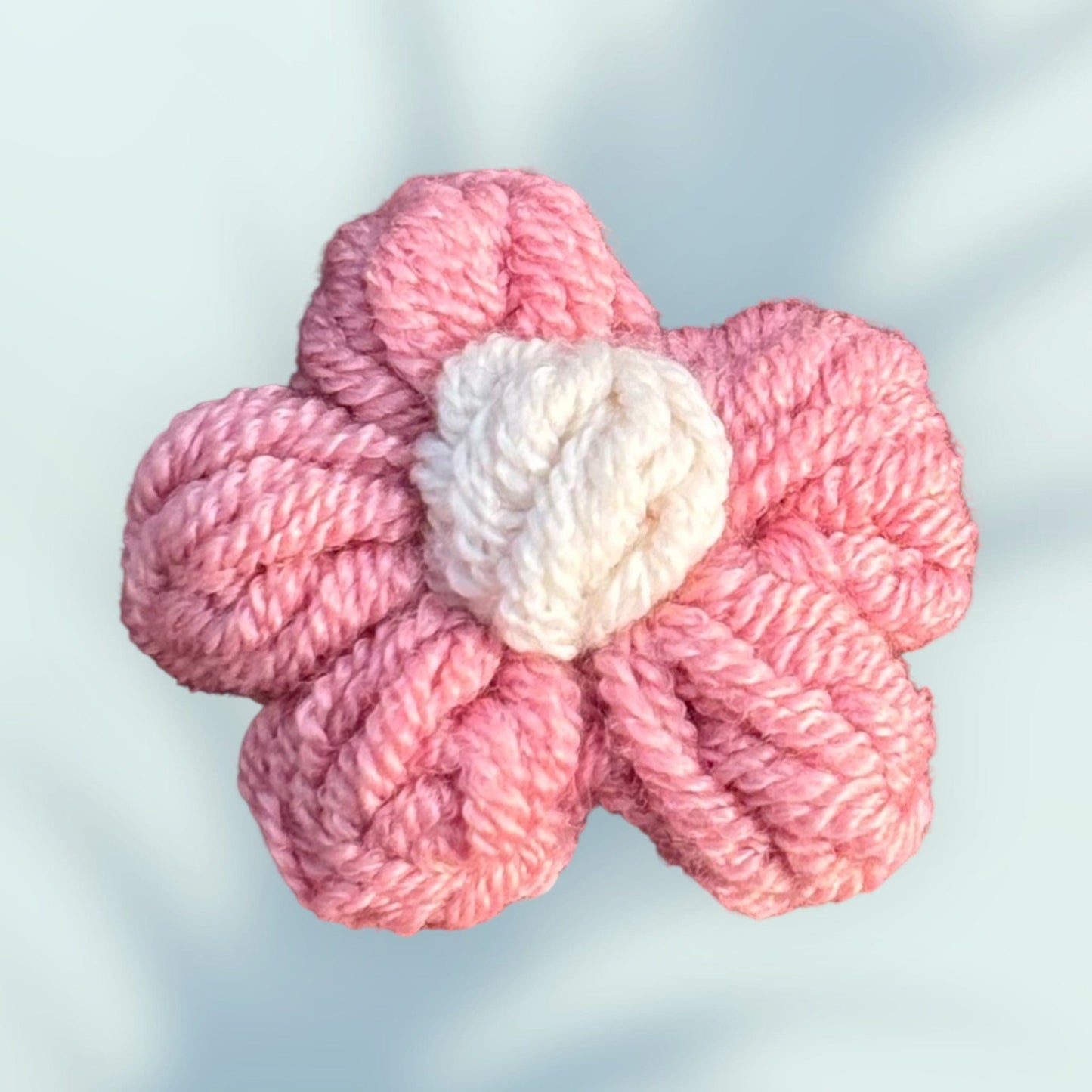 Whitney's Whimzees Heather Pink with Cream Center Handcrafted Flower Crochet Earrings - 1.75” (Pinks)