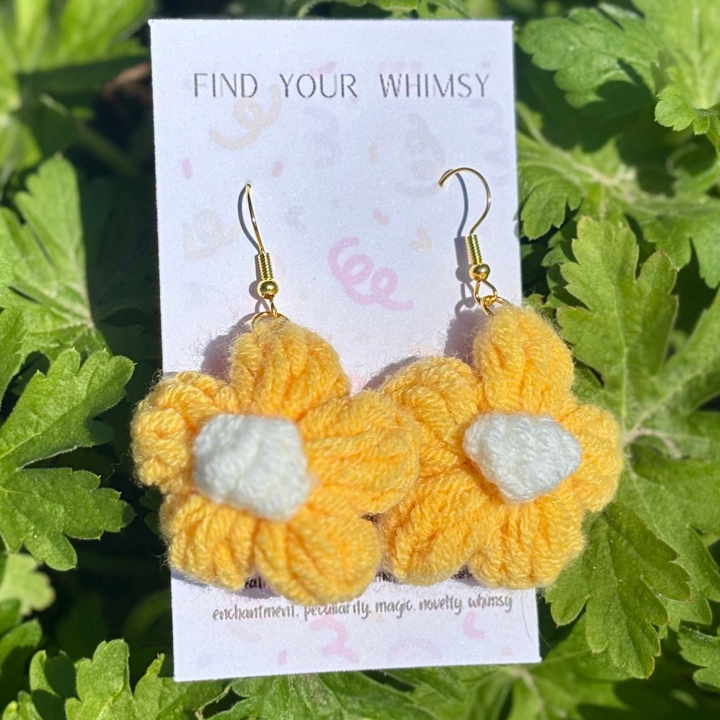 Whitney's Whimzees Orange Handmade Flower Crochet Earrings