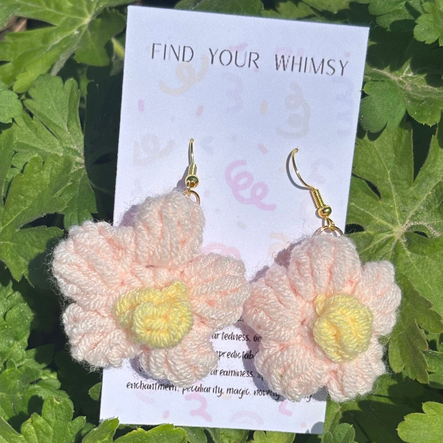 Whitney's Whimzees Pink Handmade Flower Crochet Earrings