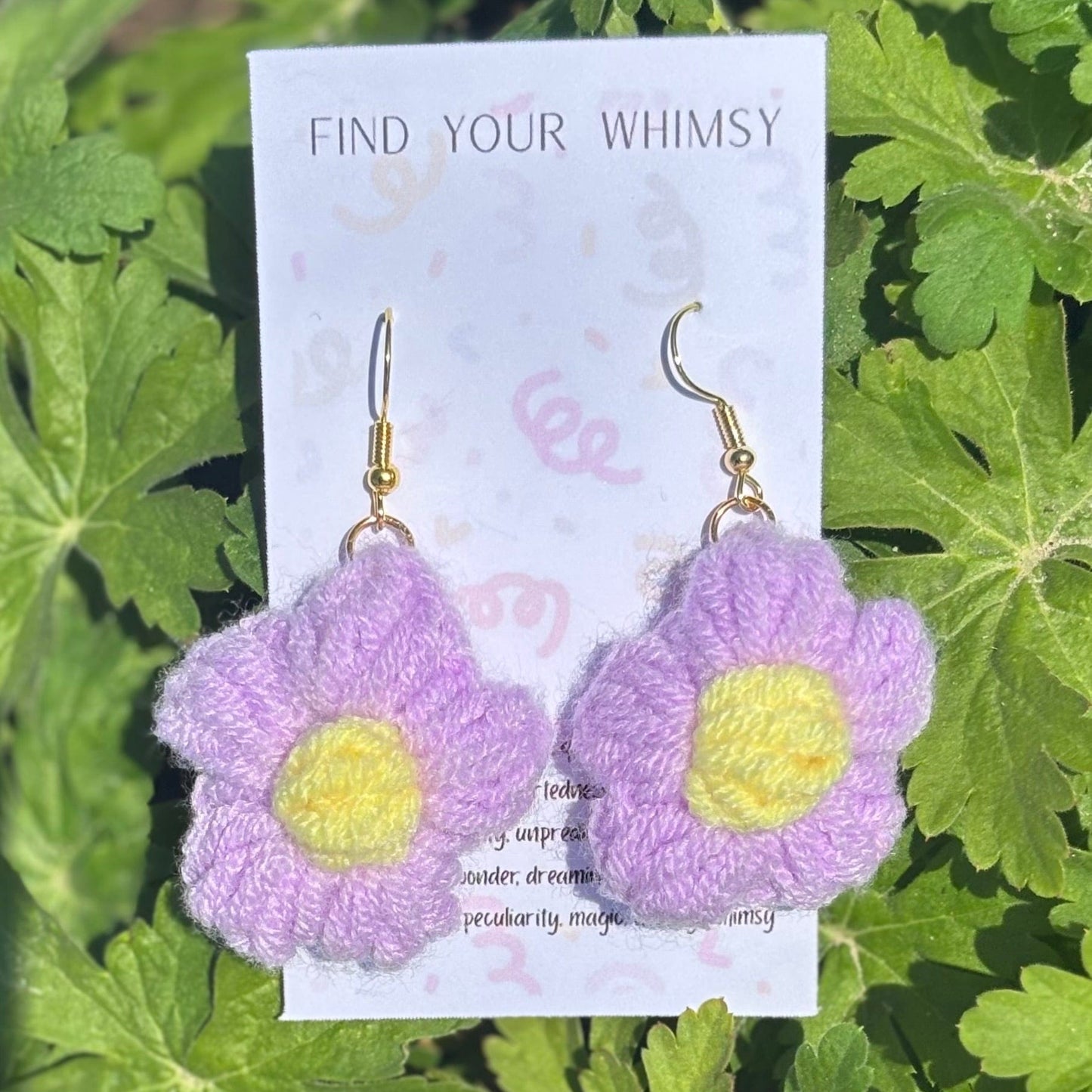 Whitney's Whimzees Purple Handmade Flower Crochet Earrings