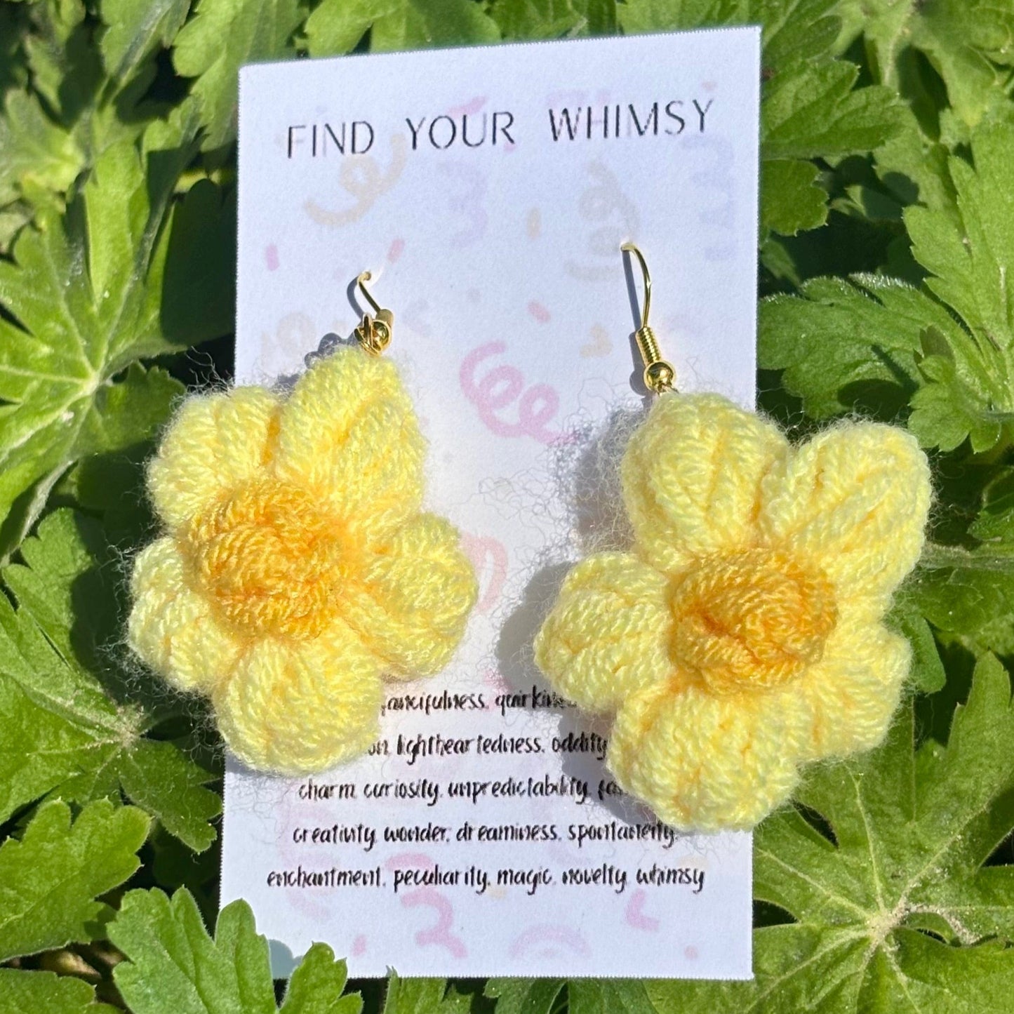 Whitney's Whimzees Yellow Handmade Flower Crochet Earrings