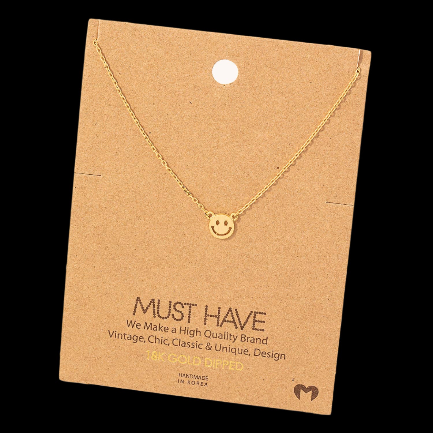 Fame Accessories Mini Smiley Face Charm Necklace: G