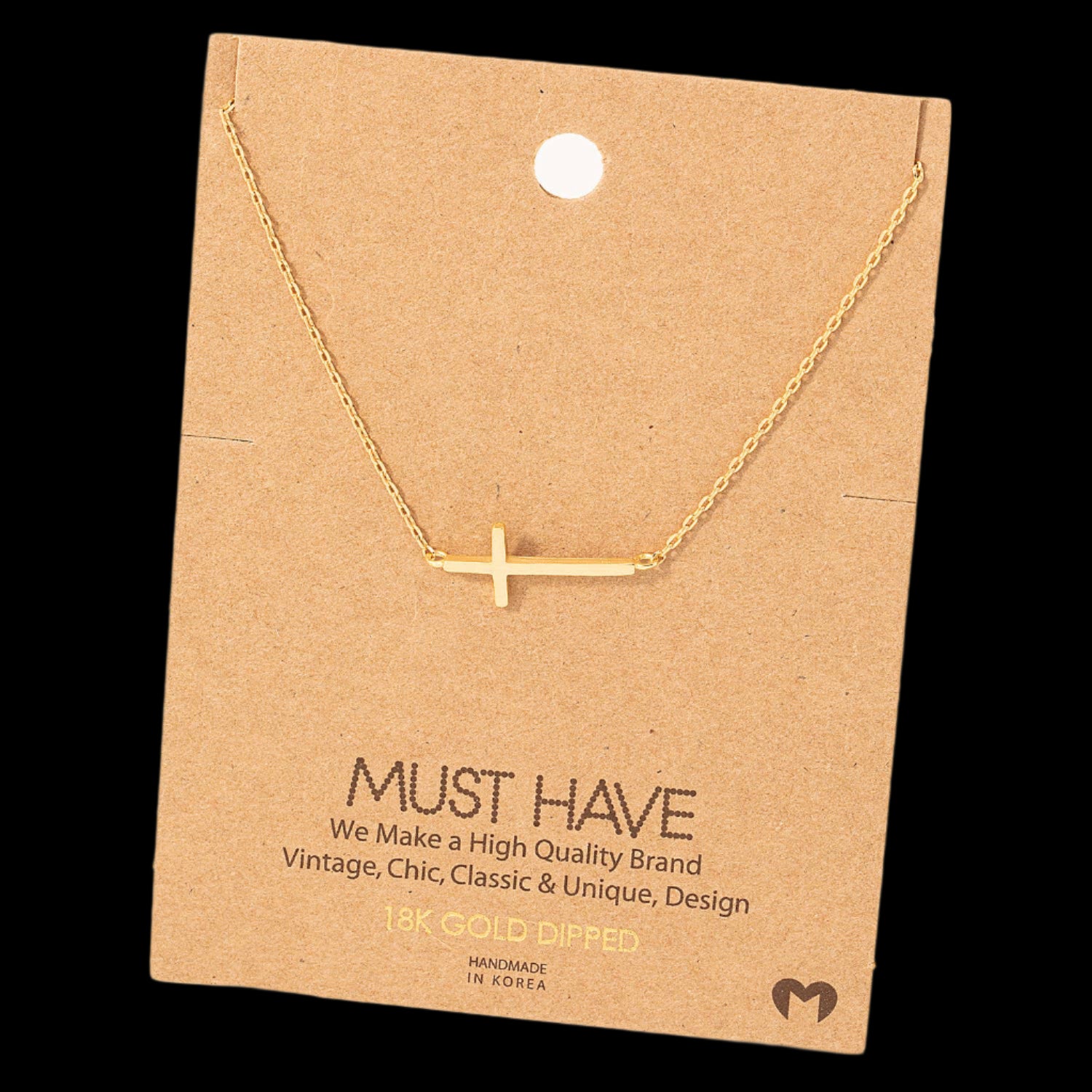 Fame Accessories Side Cross Pendant Necklace: G