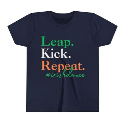 Printify Kids clothes Navy / S Leap. Kick. Repeat. – The Ultimate Tee for Young Irish Dancers! Irish Flag