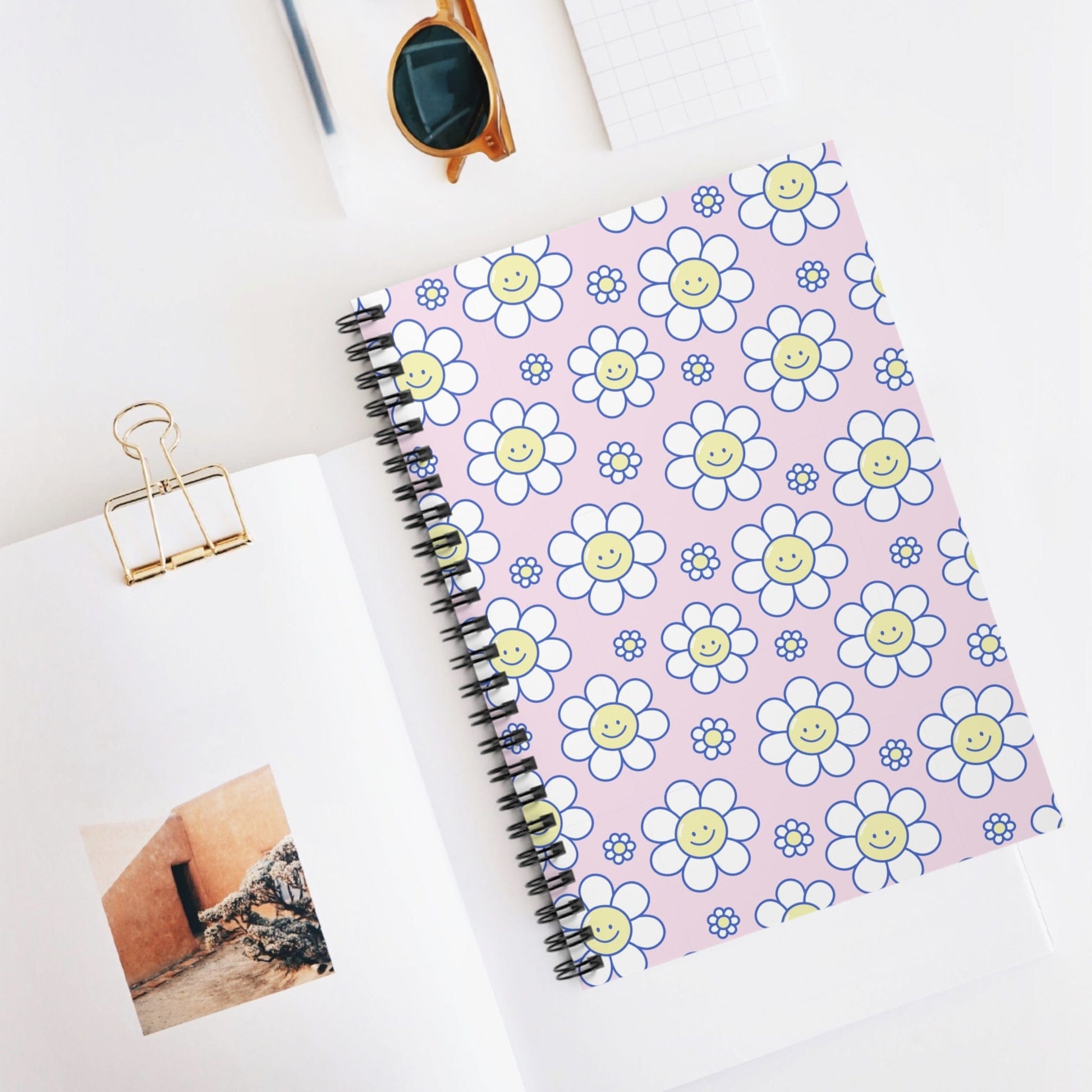 Printify Paper products One Size Smiley Face Spiral Notebook - Ruled Line