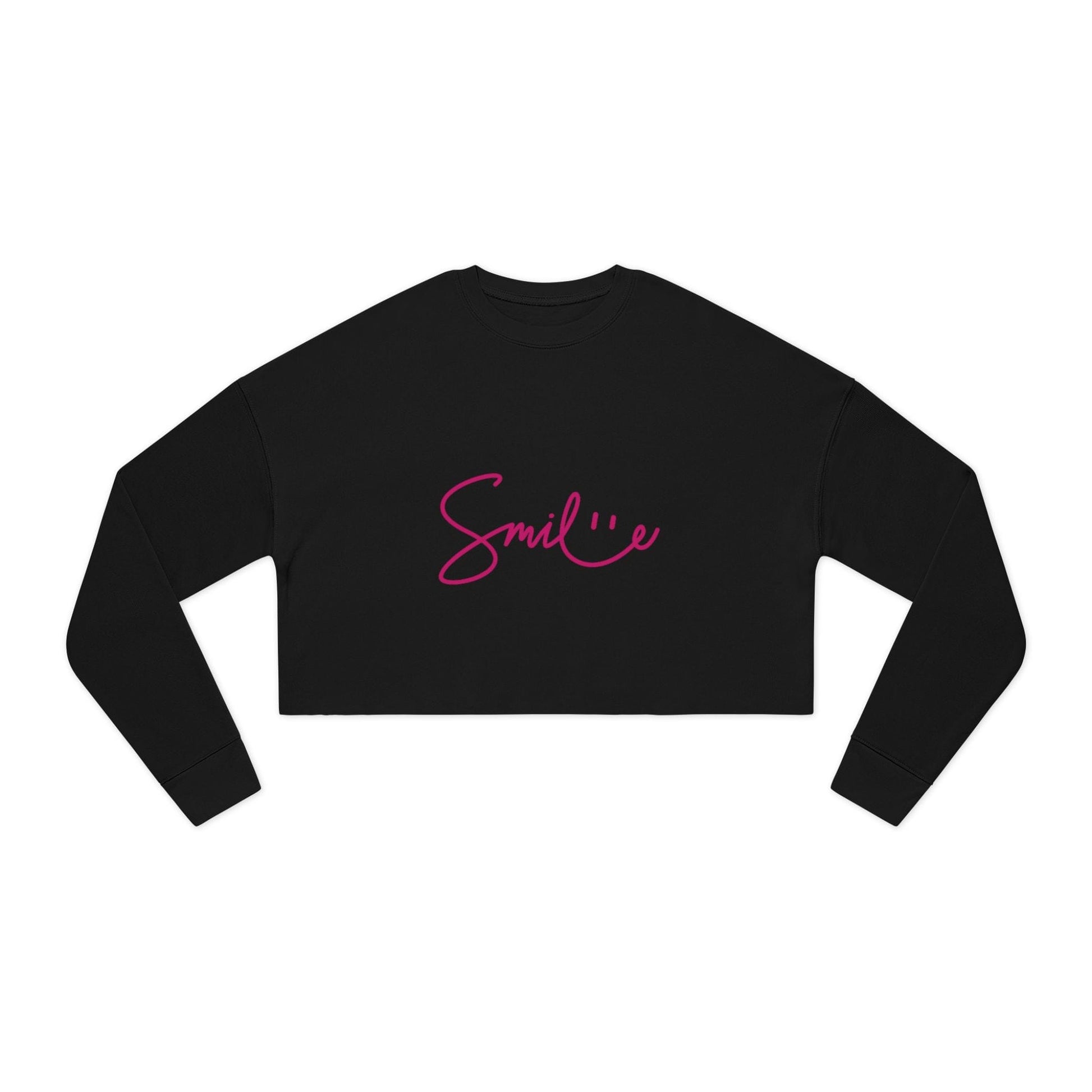 Printify Sweatshirt Black / S Cropped "Smile" Sweatshirt – Cozy, Trendy &amp; Full of Good Vibes