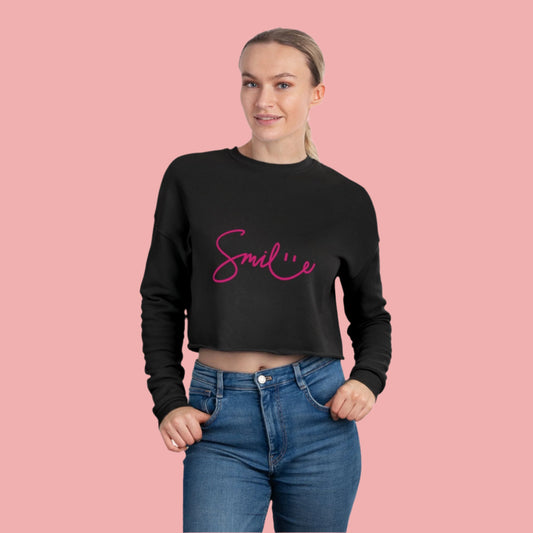 Printify Sweatshirt Cropped "Smile" Sweatshirt – Cozy, Trendy &amp; Full of Good Vibes