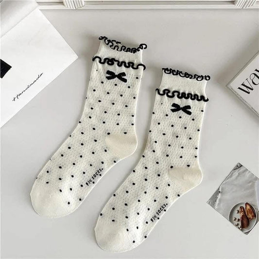 The Smiley Face Boutique Black Sweet Stitch Bow Socks