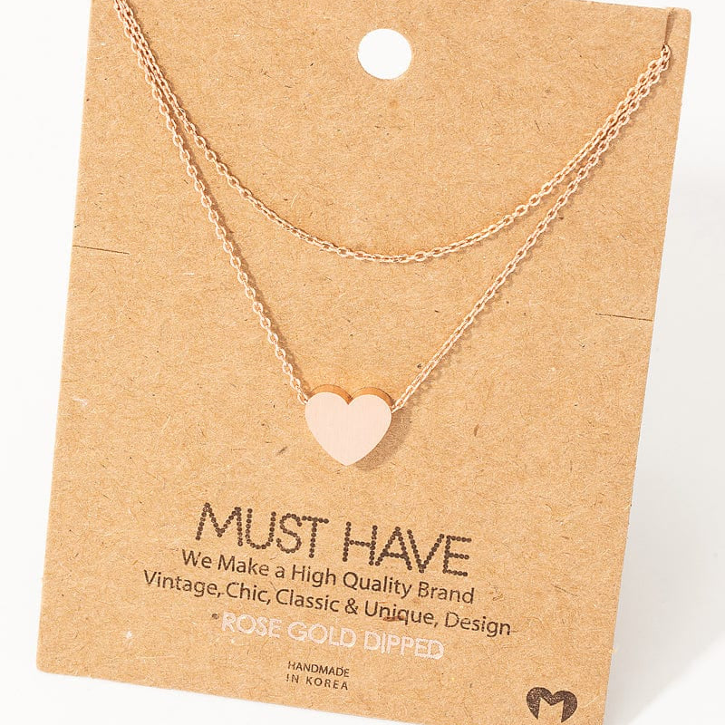 The Smiley Face Boutique Rose Gold 💛 Layered Love: Gold-Dipped Heart Necklace 💛