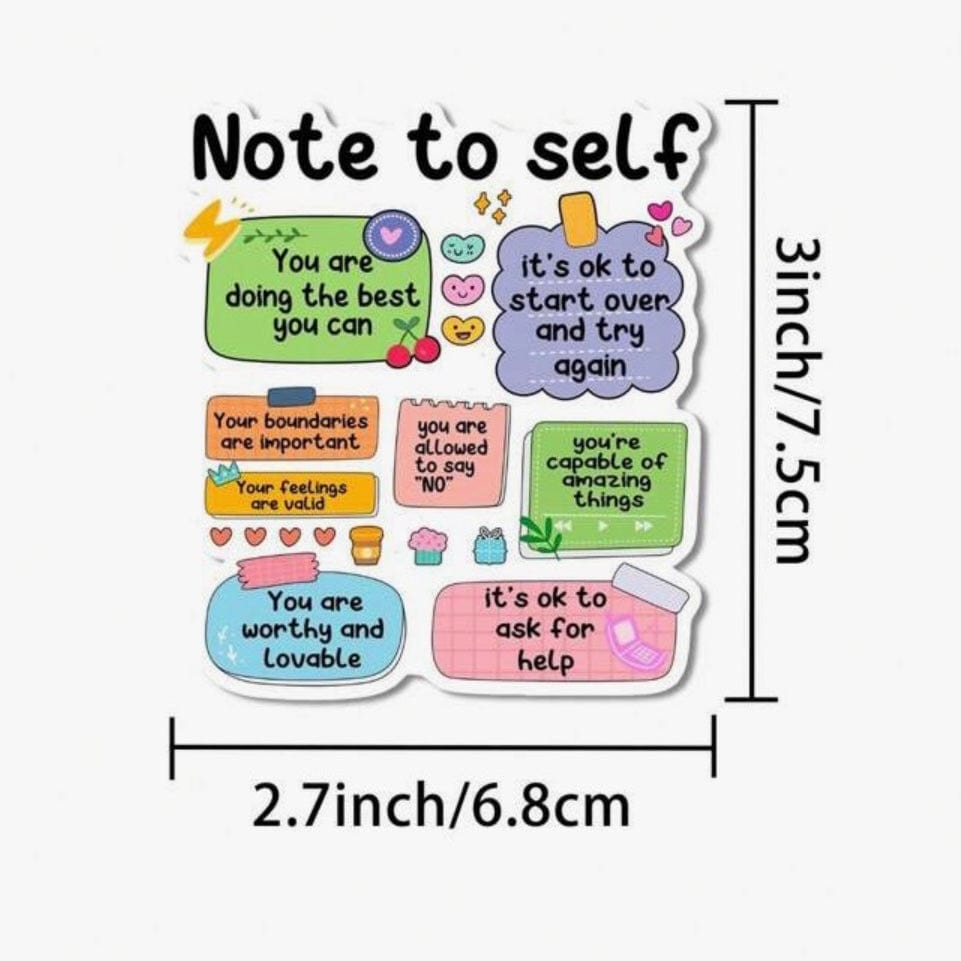 Whit's Up Shop Note to Self Sticker – Colorful Positive Affirmations Vinyl Decal
