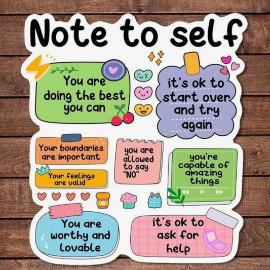 Whit's Up Shop Note to Self Sticker – Colorful Positive Affirmations Vinyl Decal
