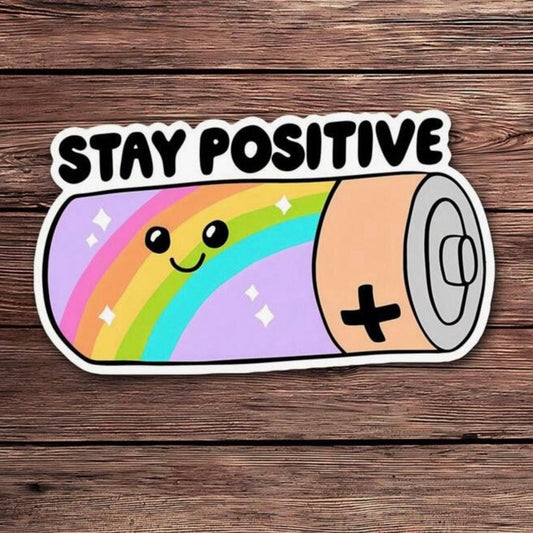 Whit's Up Shop Stay Positive Rainbow Battery Sticker
