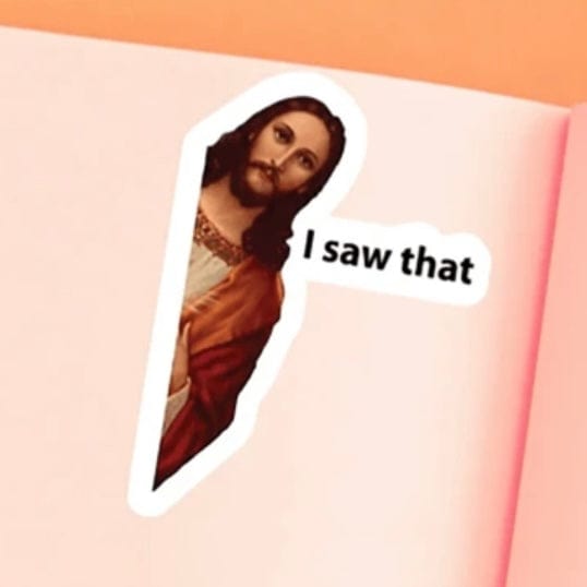 Whitney's Whimzees C "I Saw That" Jesus Sticker – Funny Faith-Inspired Vinyl Stickers