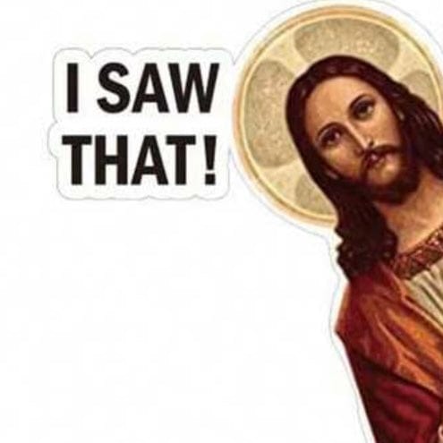 Whitney's Whimzees D "I Saw That" Jesus Sticker – Funny Faith-Inspired Vinyl Stickers