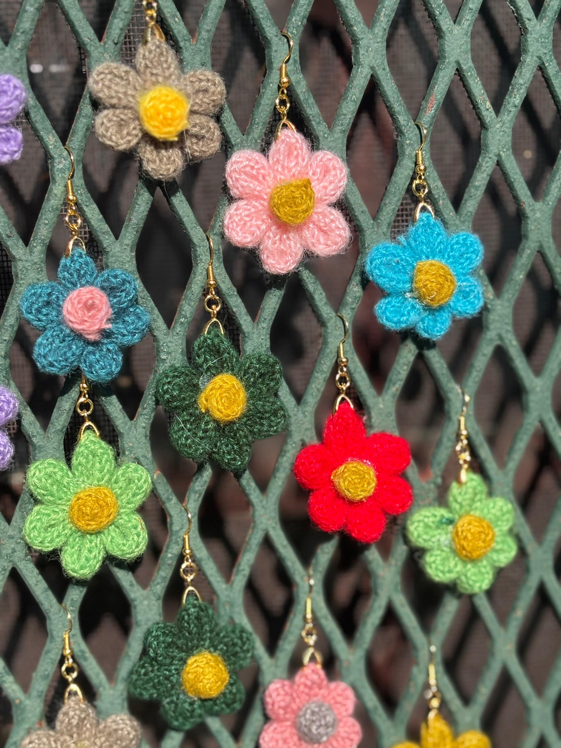 Whitney's Whimzees Handmade Flower Crochet Earrings - 1.25 inch Flowers