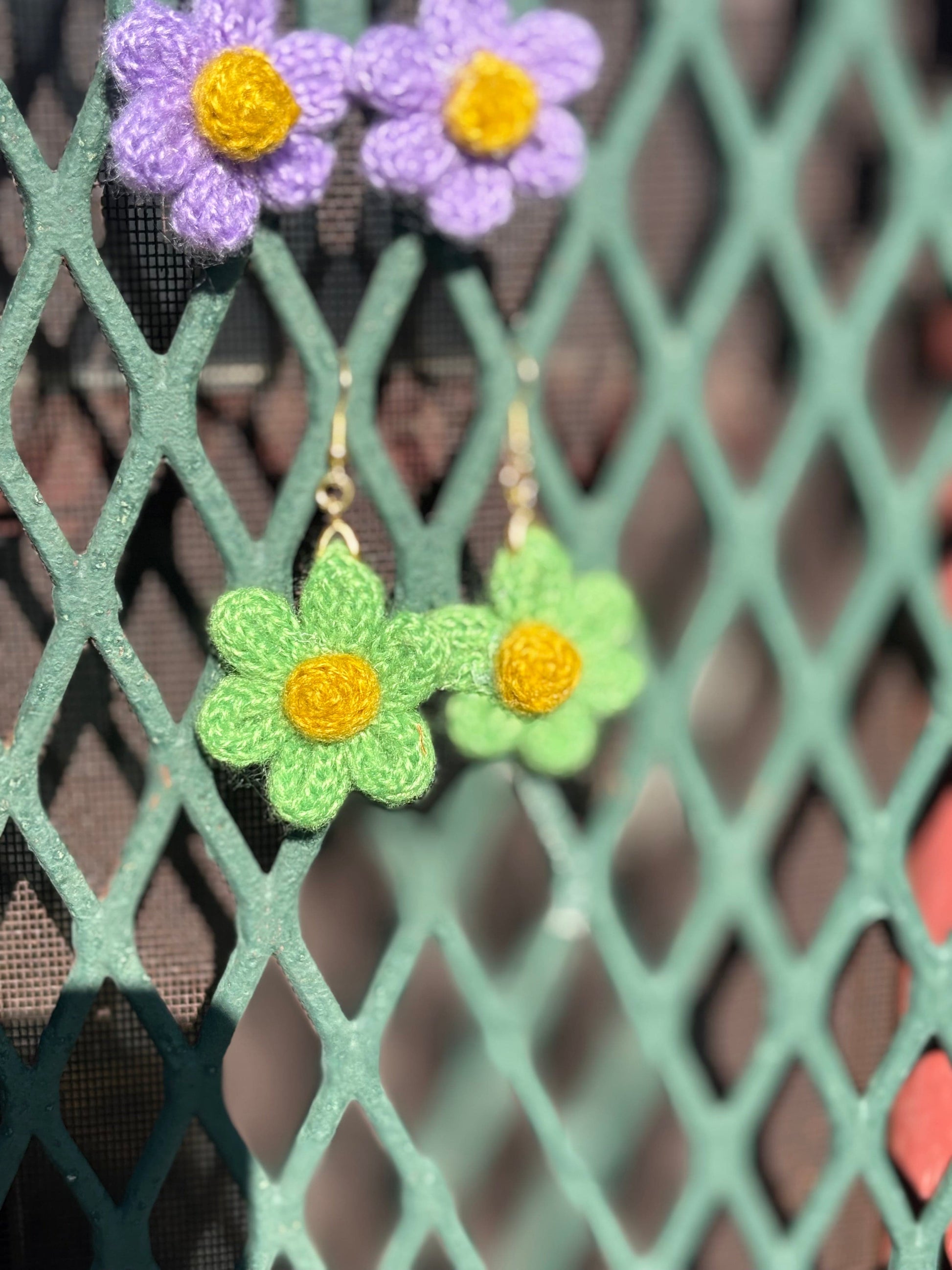 Whitney's Whimzees Handmade Flower Crochet Earrings - 1.25 inch Flowers