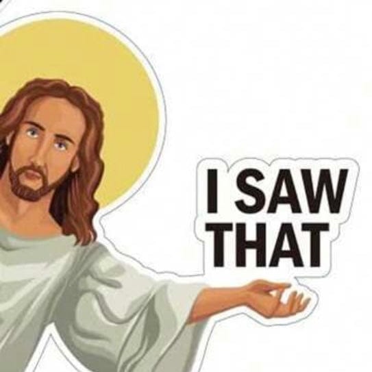 Whitney's Whimzees "I Saw That" Jesus Sticker – Funny Faith-Inspired Vinyl Stickers