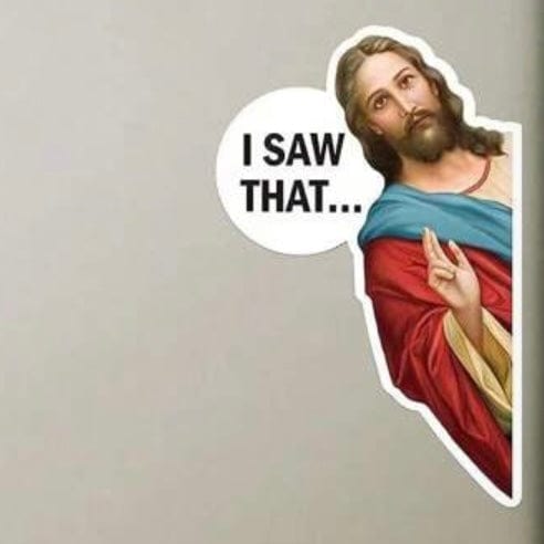 Whitney's Whimzees "I Saw That" Jesus Sticker – Funny Faith-Inspired Vinyl Stickers