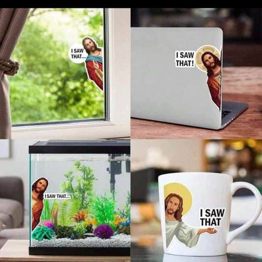 Whitney's Whimzees "I Saw That" Jesus Sticker – Funny Faith-Inspired Vinyl Stickers