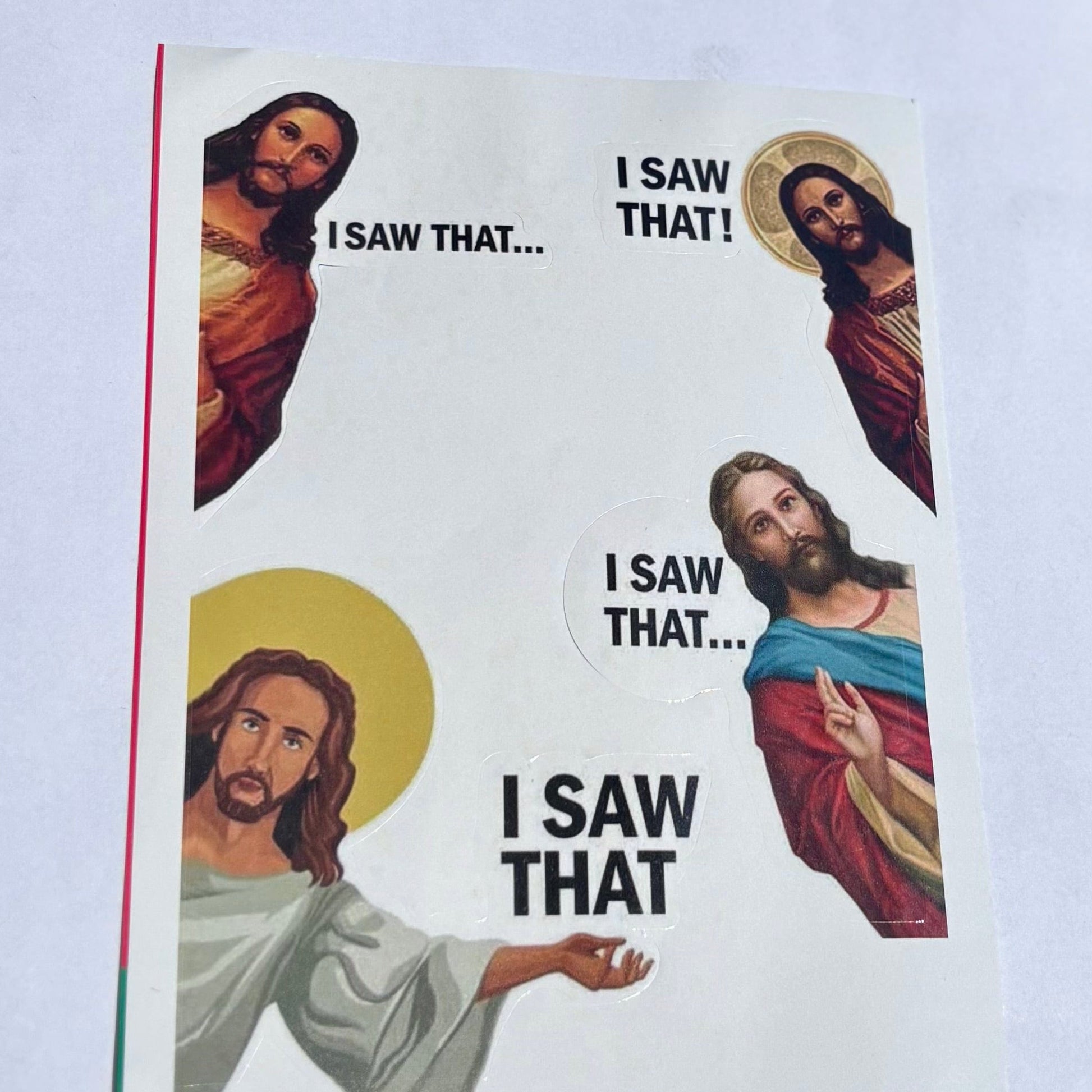 Whitney's Whimzees "I Saw That" Jesus Sticker Set – Funny Faith-Inspired Vinyl Stickers (Set of 4)