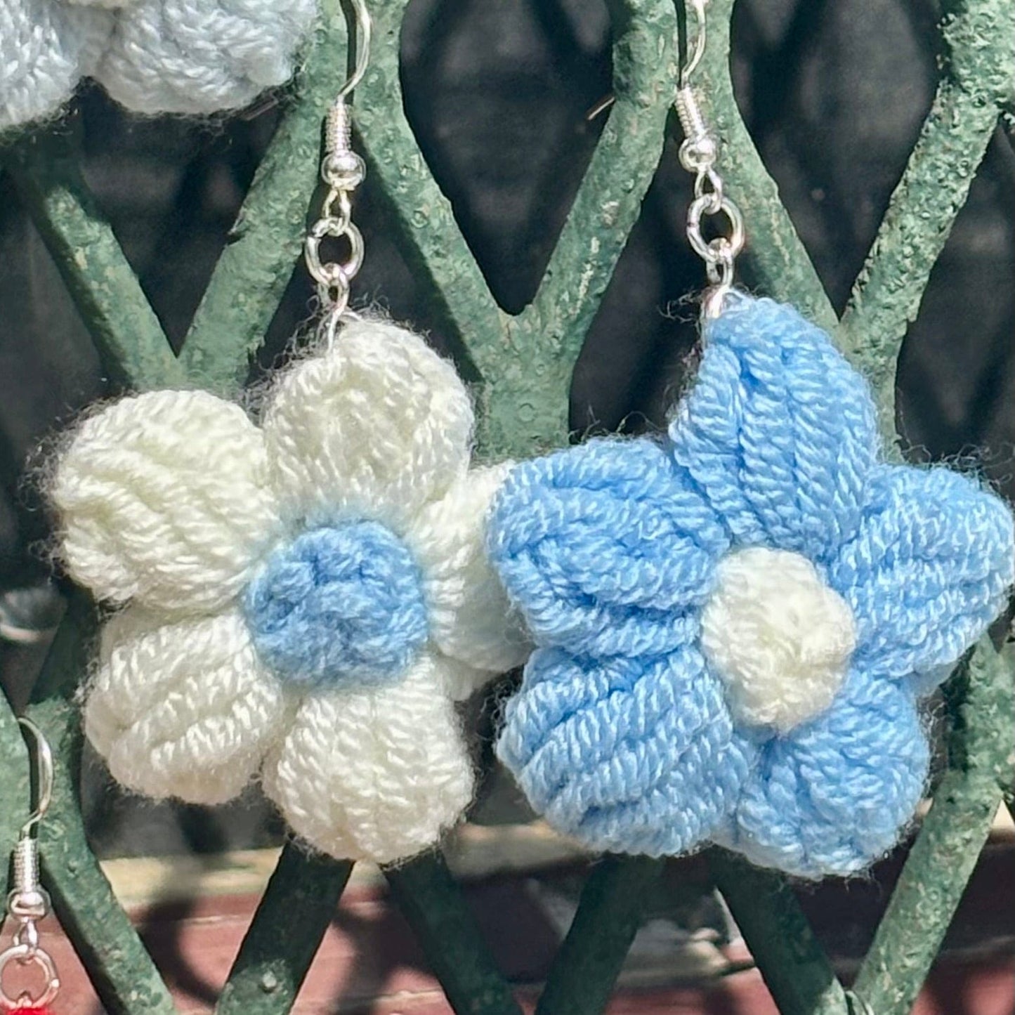 Whitney's Whimzees Light Blue/White Inside Out Daisy Dangles