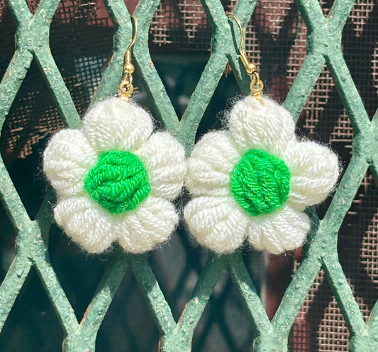 Whitney's Whimzees White with Emerald Center Daisy Dangles (Greens)
